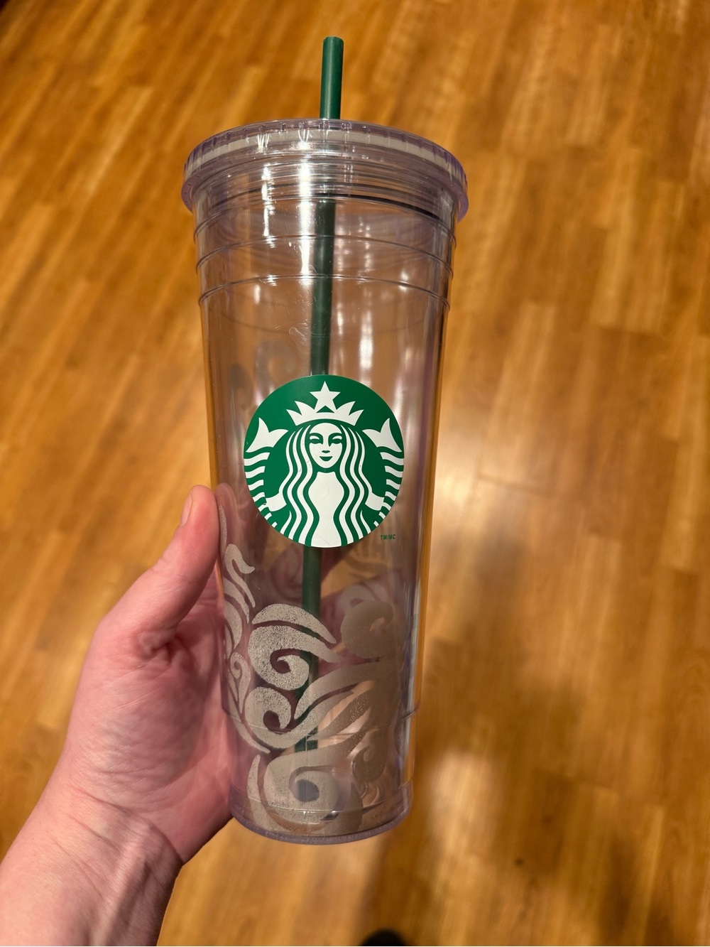 Starbucks Hawaii Clear Tumbler with Green Logo and Straw